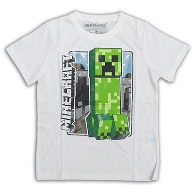 Minecraft - Dětské tričko Creeper Retro bílé