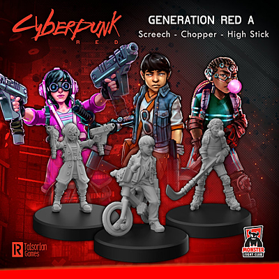 Cyberpunk Red - Sada 3 figurek - Generation Red A (Screech / Chopper / High Stick)