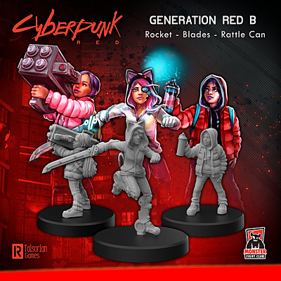 Cyberpunk Red - Sada 3 figurek - Generation Red B (Rocket / Blades / Rattle Can)