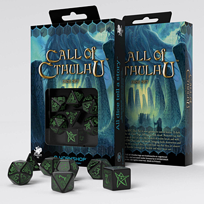 Sada 7 RPG kostek - Call of Cthulhu - černo zelené