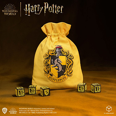 Sada 5 kostek s váčkem - Harry Potter - Mrzimor (Hufflepuff) - Black